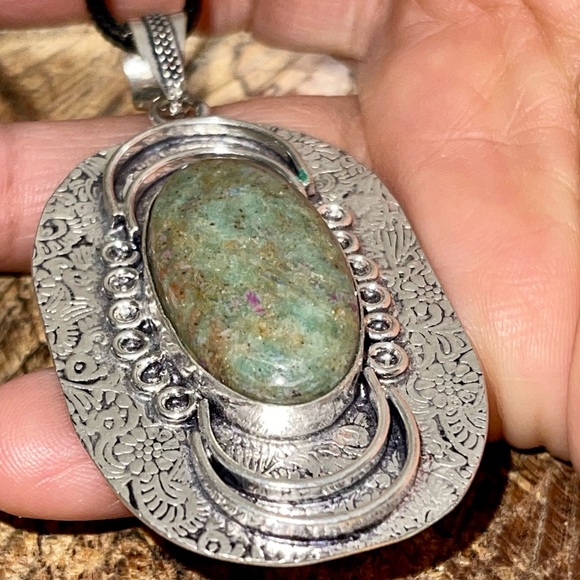 Large Ruby Fuchsite Pendant 2 7/8” - Picture 11 of 16
